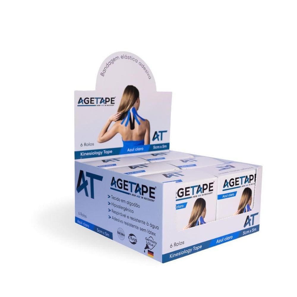 Kit 6 Rolos Agetape Kinesiology Tape - 5Cm X 5M Azul Claro