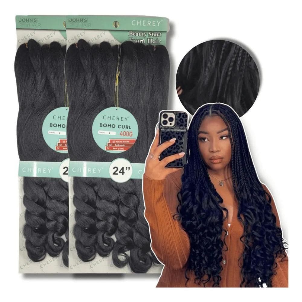 2X 2 Pacotes Cabelo Boho Curl French Curl Fibra Premium 400G