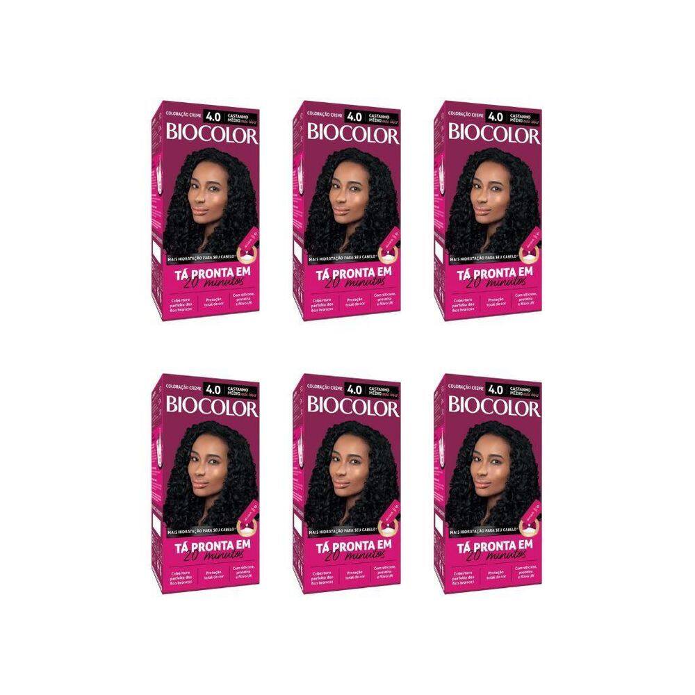 Coloraçao Biocolor Creme 4.0 Castanho Medio-Kit C/6Un