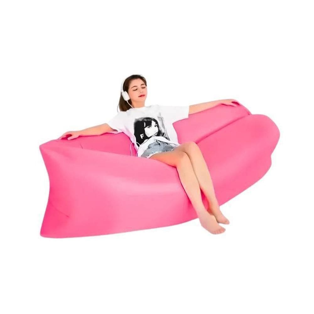 Sofá Rosa Inflável De Ar Poltrona Inflável Puff Portátil