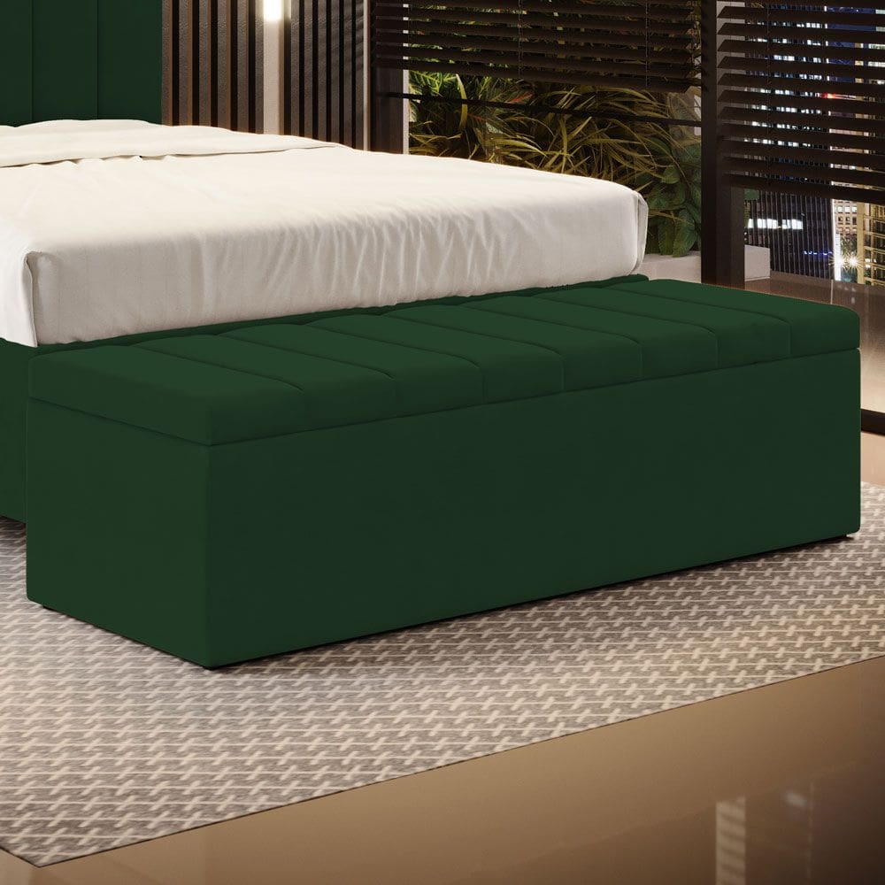 Calçadeira Baú Navi Para Cama de Casal King 195cm no Tecido Veludo - Conforto e Elegância Aradecor