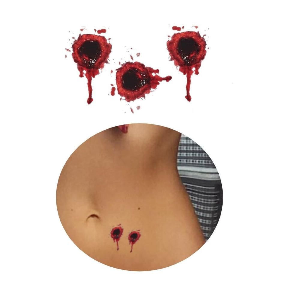 Tatuagem Temporária 3 Marcas De Tiro Modelo Halloween