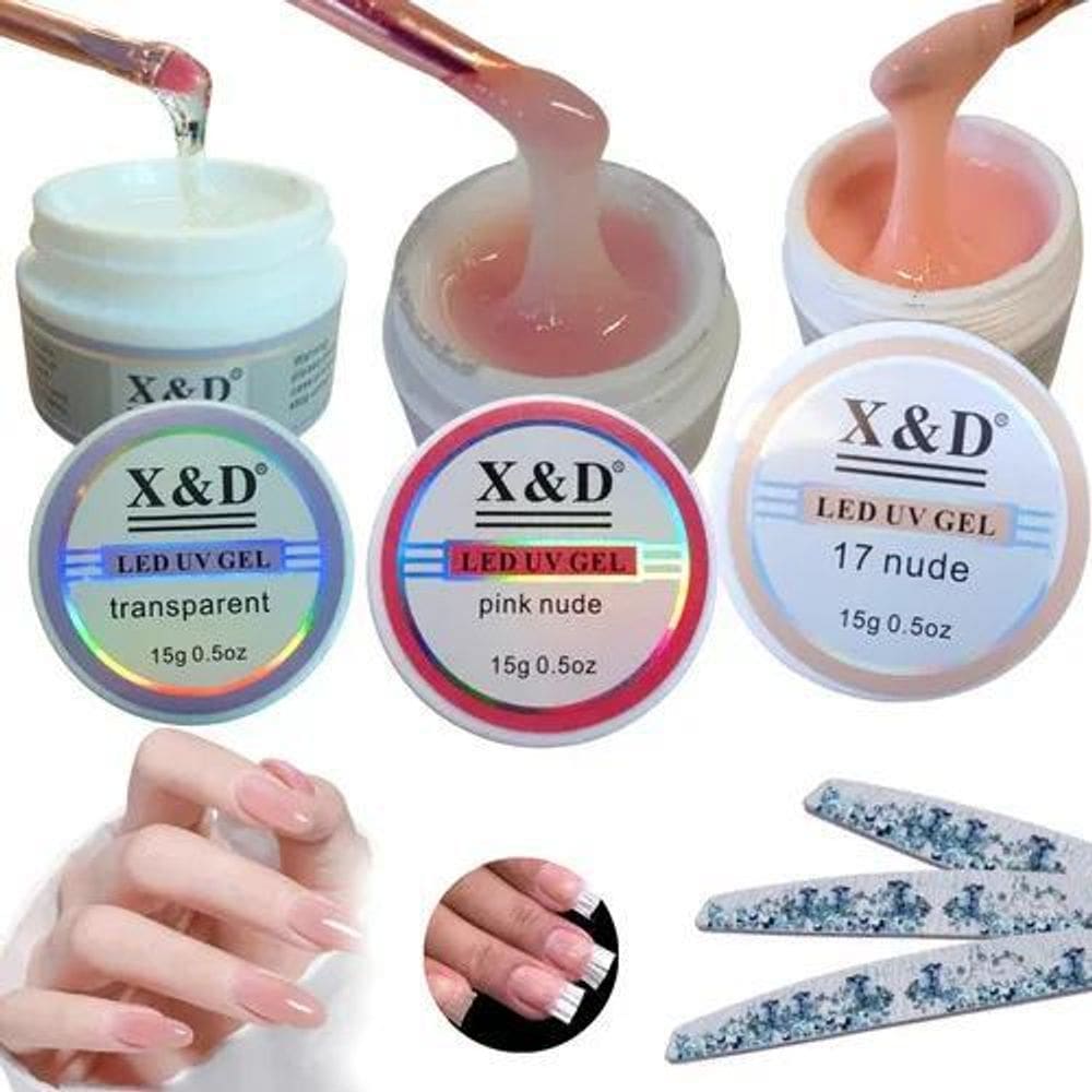 2X X&D Kit 3 Gel Alongamento Unha Base Manicure