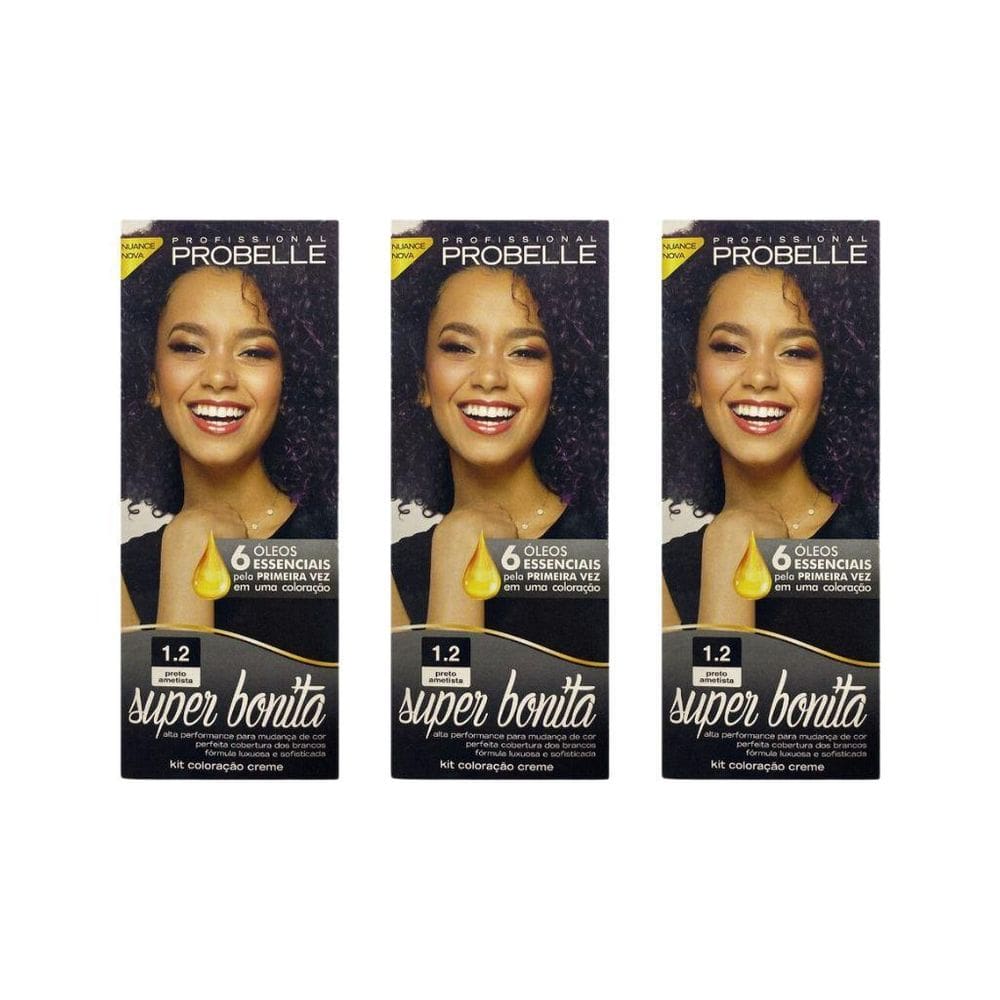 Coloraçao Probelle Super Bonita 1.2 Preto Ametista-Kit C/3Un