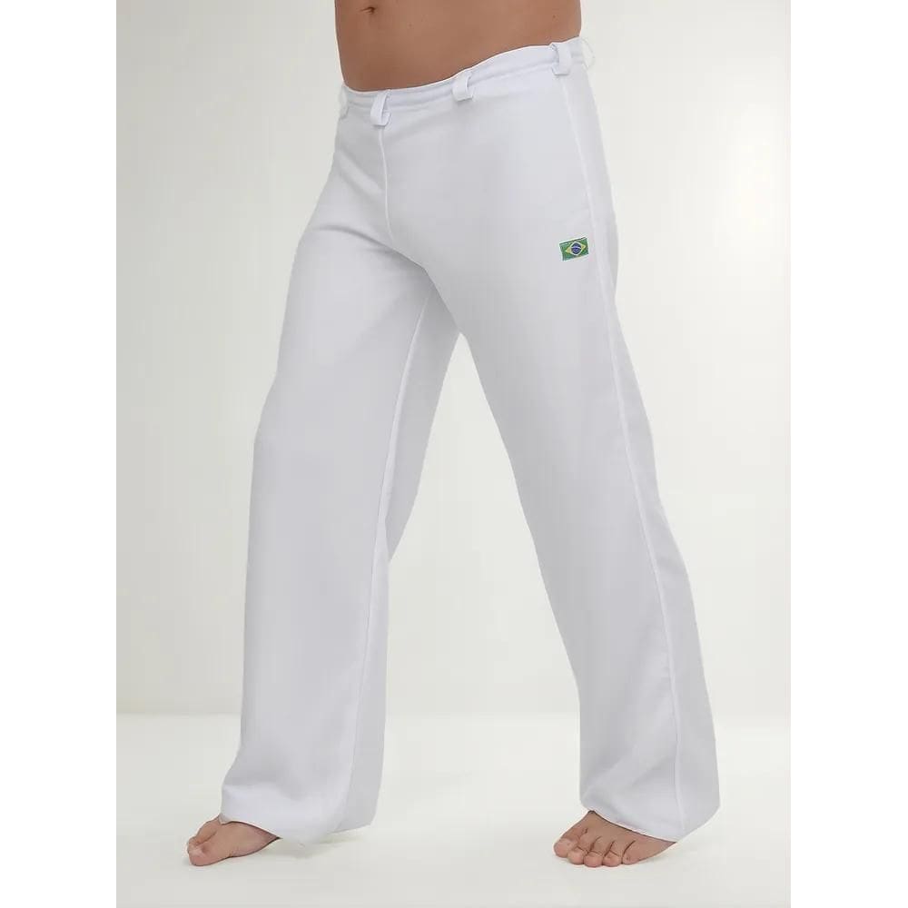2X Calça Capoeira Abada Brasilwear Unisex Helanca Branca Adu