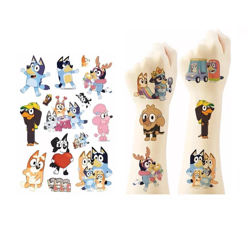 14 Tatuagem Temporária Tatoo Bluey Para Festa Kit Festa