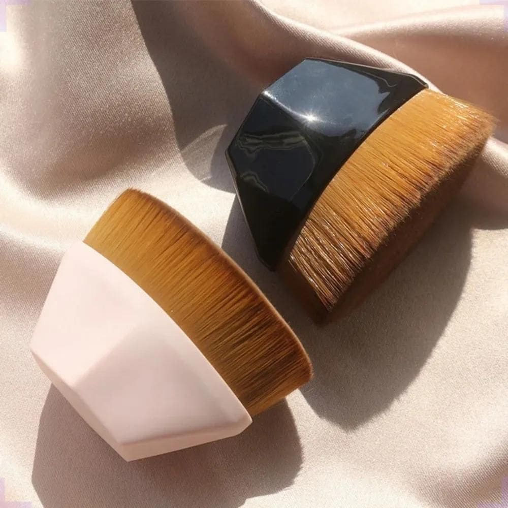 2X Kit 1 Pincel Maquiagem Hexagonal + Estojo Transparente Ma