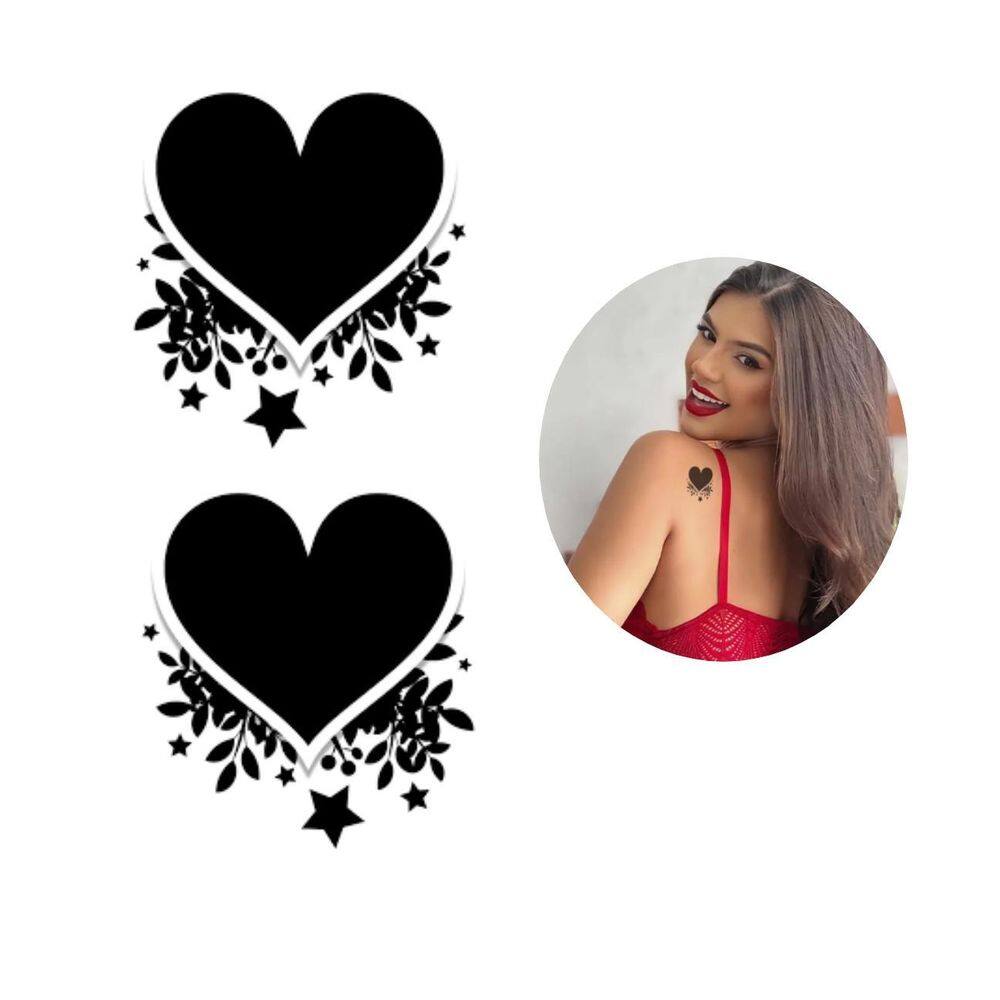 Tatuagens Temporárias Modelos Corações Detalhes Mensangem