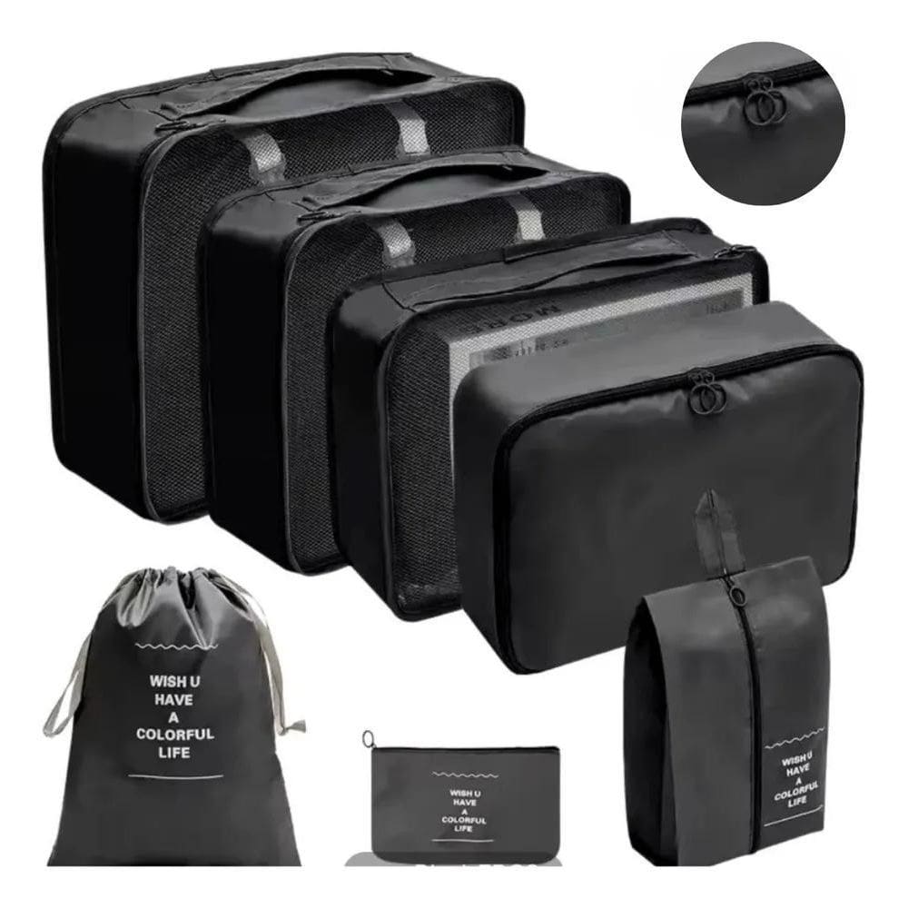 2X Kit 7 Peças Organizador Malas De Viagem Bolsas Necessaire