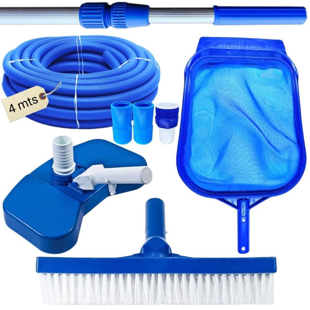 Kit Limpeza Para Piscinas Mangueira Ecológica 4Mt Cabo 2 Mt