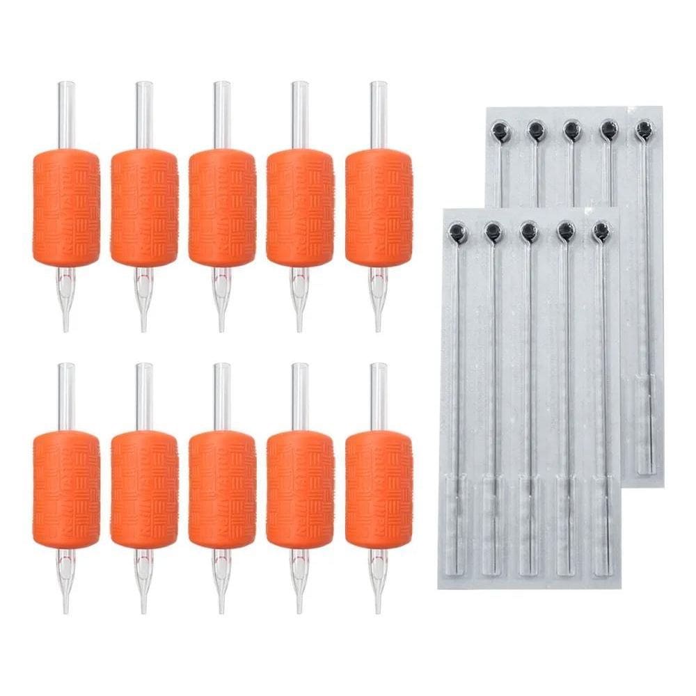 2X Kit 10 Biqueiras Bico + 10 Agulhas Tatuagem Tattoo Anvisa