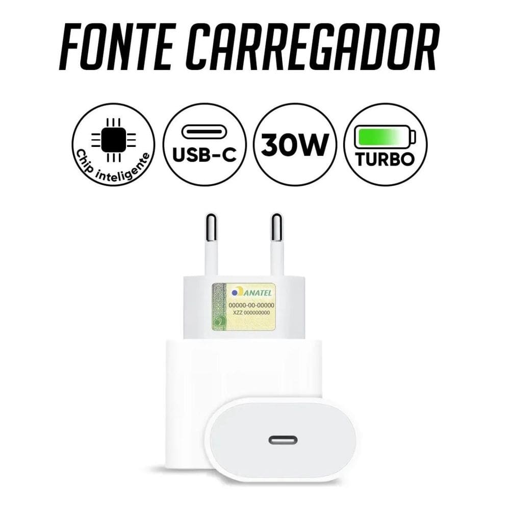 Fonte Bivolt Power Direct Para Celular + Cabo Tipo C