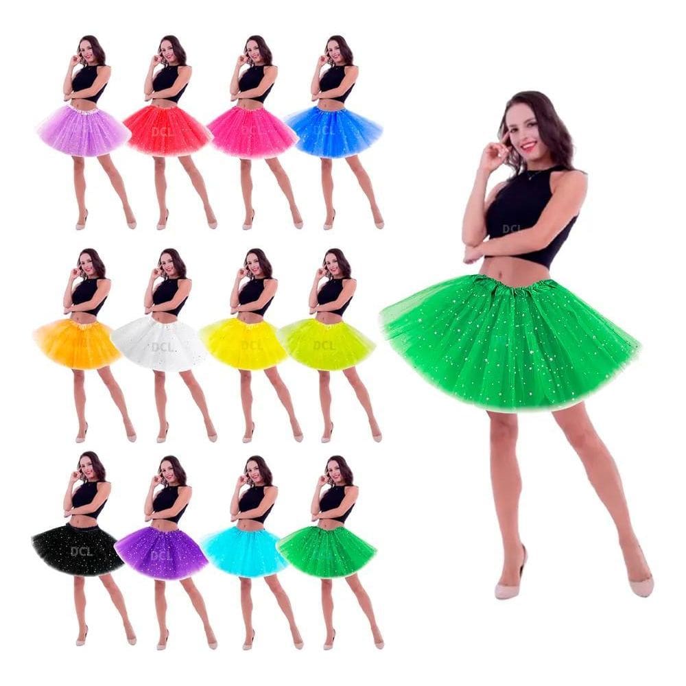 Saia Tule Adulto Diversas Cores Festa Carnaval 35 Cm Tutu