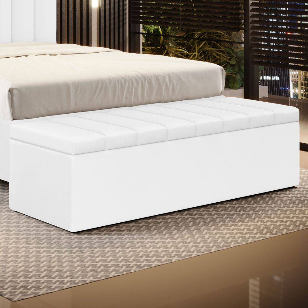 Calçadeira Baú Navi Para Cama de Casal King 195cm no Tecido Courino - Conforto e Elegância Aradecor