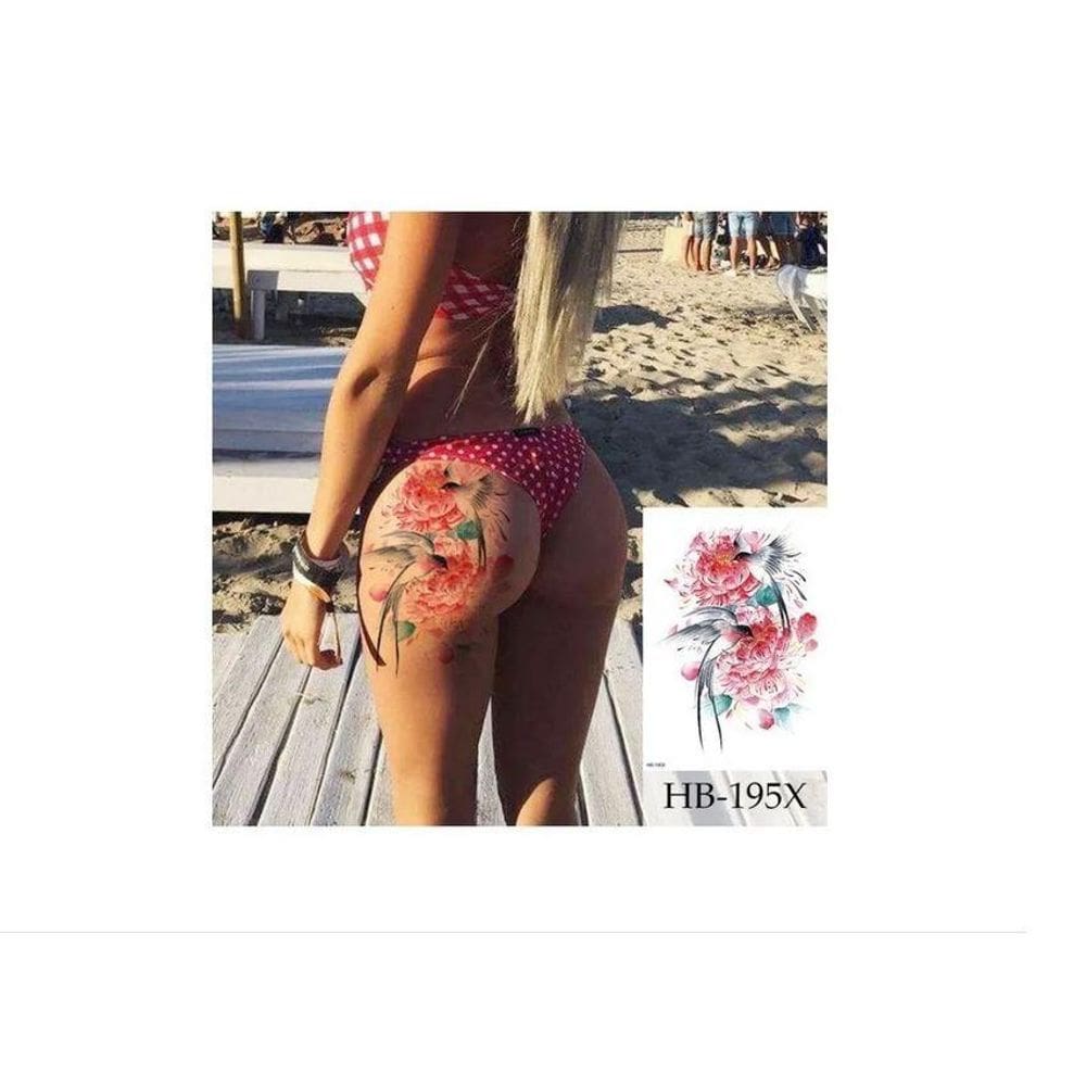 Tatuagem Temporária Delicada Com 20 Cm Floral Beija-Flor