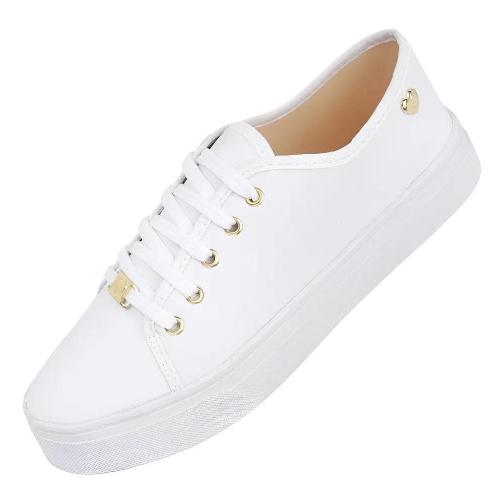 2X Tênis Feminino Casual Confortável Pingente Coração Branco