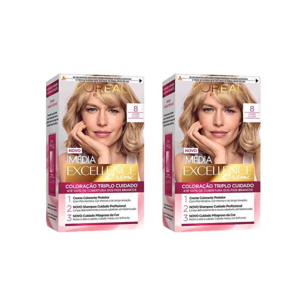Coloraçao Imedia 8 Louro Claro - Kit Com 2Un