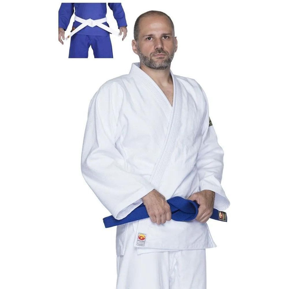 2X Kimono Judo Trançado Adulto Branco + Faixa Adulto Branca