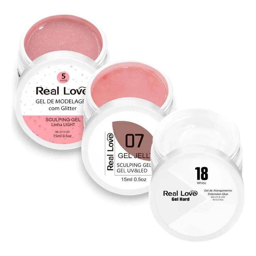 2X Kit Unha Gel Real Love Autonivelante Light 15Gr 3 Unidade