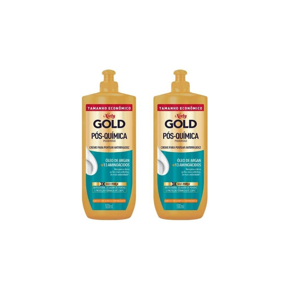 Creme Para Pentear Niely Gold 500Ml Pos-Quimica-Kit C/2Un