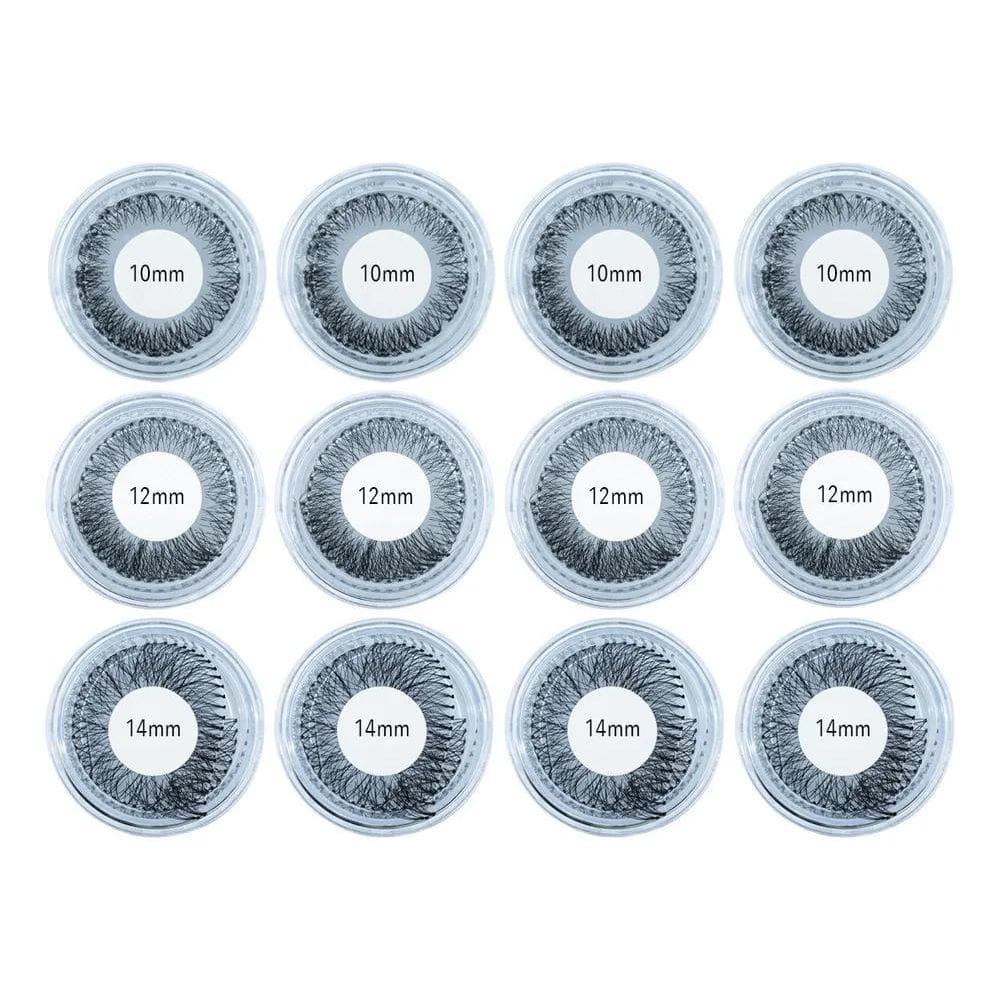 3X Kit 12 Potes Cílios Tufo Extensão Tufinho 10Mm, 12Mm E 14