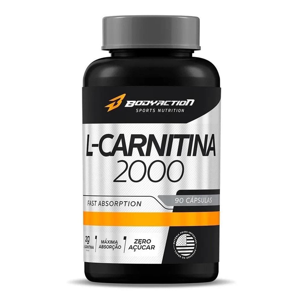 2X L-Carnitina 90 Caps 2000Mg - Bodyaction Sabor Sem Sabor