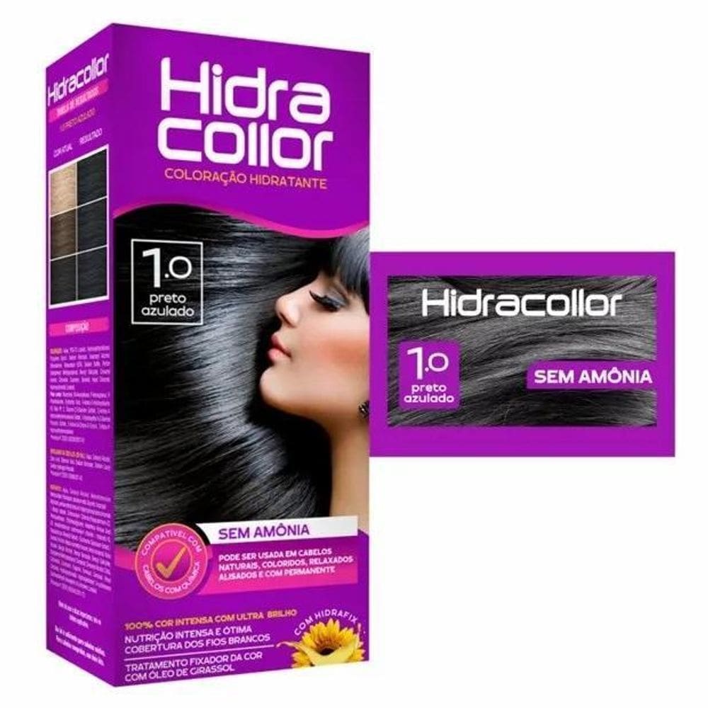 Coloração Hidra Collor Sem Amônia 1.0 Preto Azulado Hidran