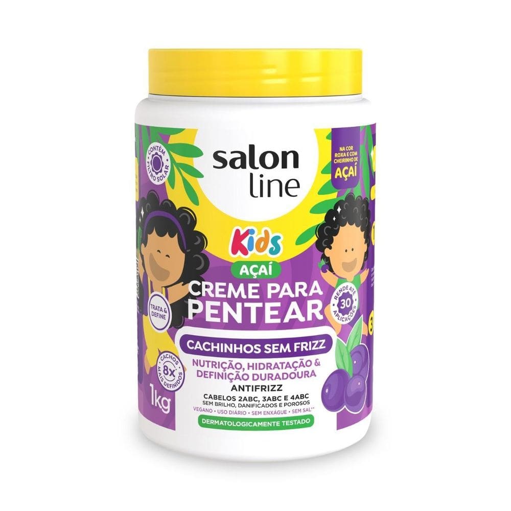 Creme Pentear Cachinhos Açaí Sem Frizz 1Kg, Salon Line Kids