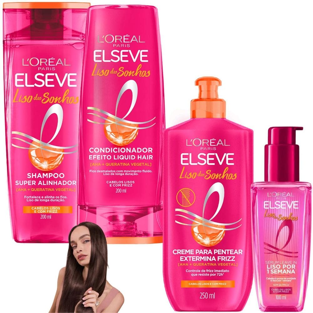 Kit Liso Dos Sonhos Creme De Pentear Leave In Elseve Loreal