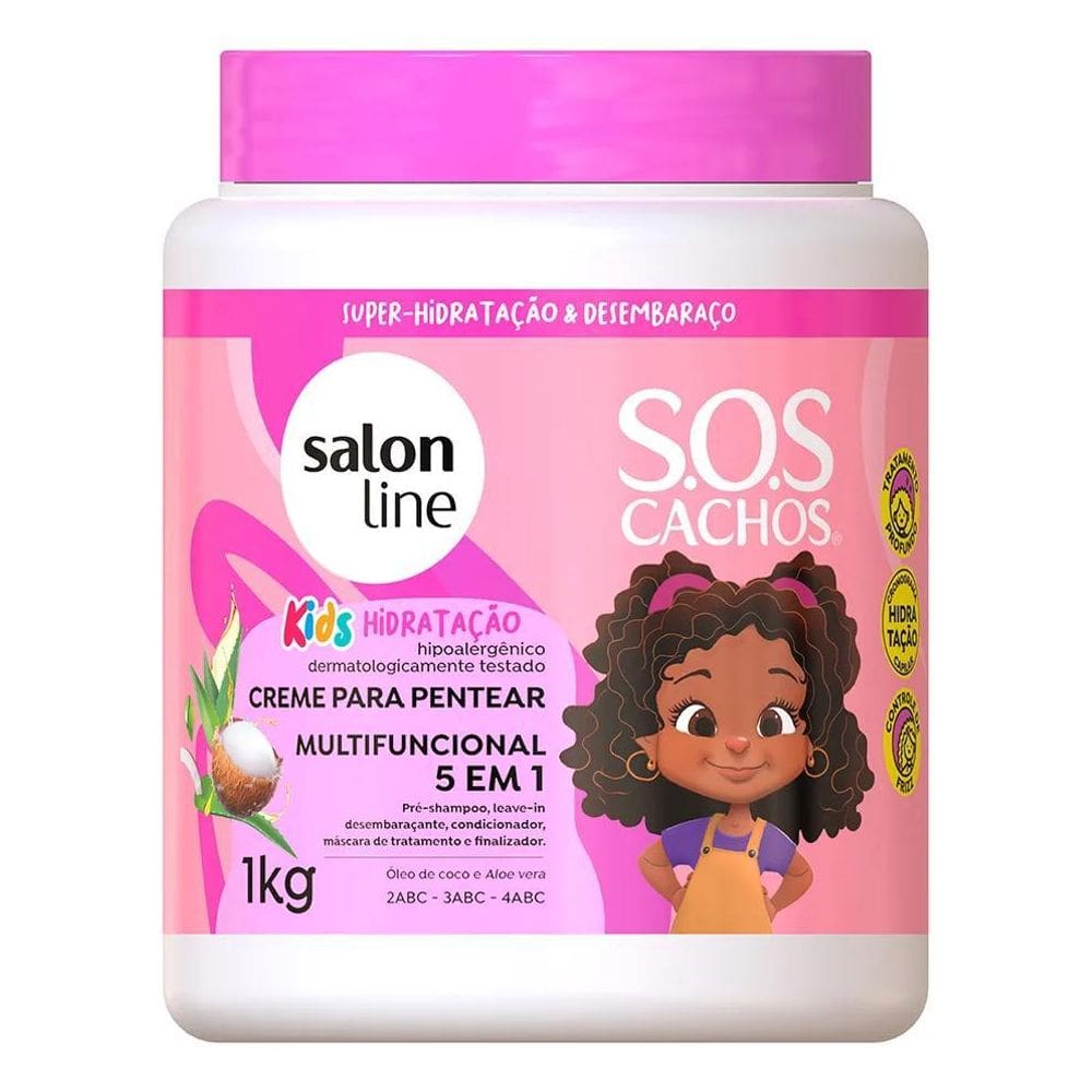 2X Máscara Creme Pentear Condiciona Cachos Kids Salon Line 1