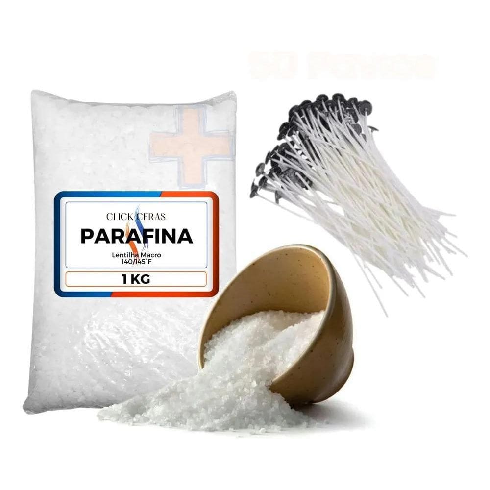 2X Parafina 1Kg + 50 Pavios Parafinados Para Velas Artesanai