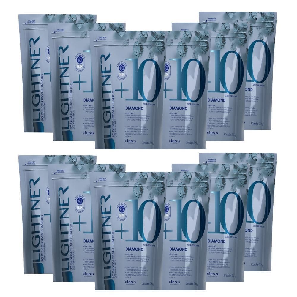 Kit Pó Descolorante Lightner Diamond 10 Tons 300G 12Pcs