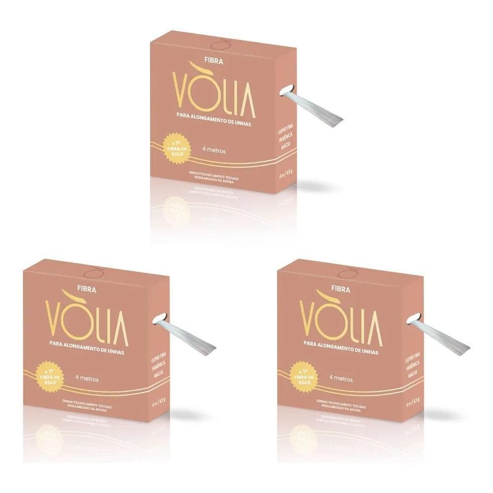 2X Kit 3 Fibras De Vidro Alongamento De Unhas Volia Rolo 4M