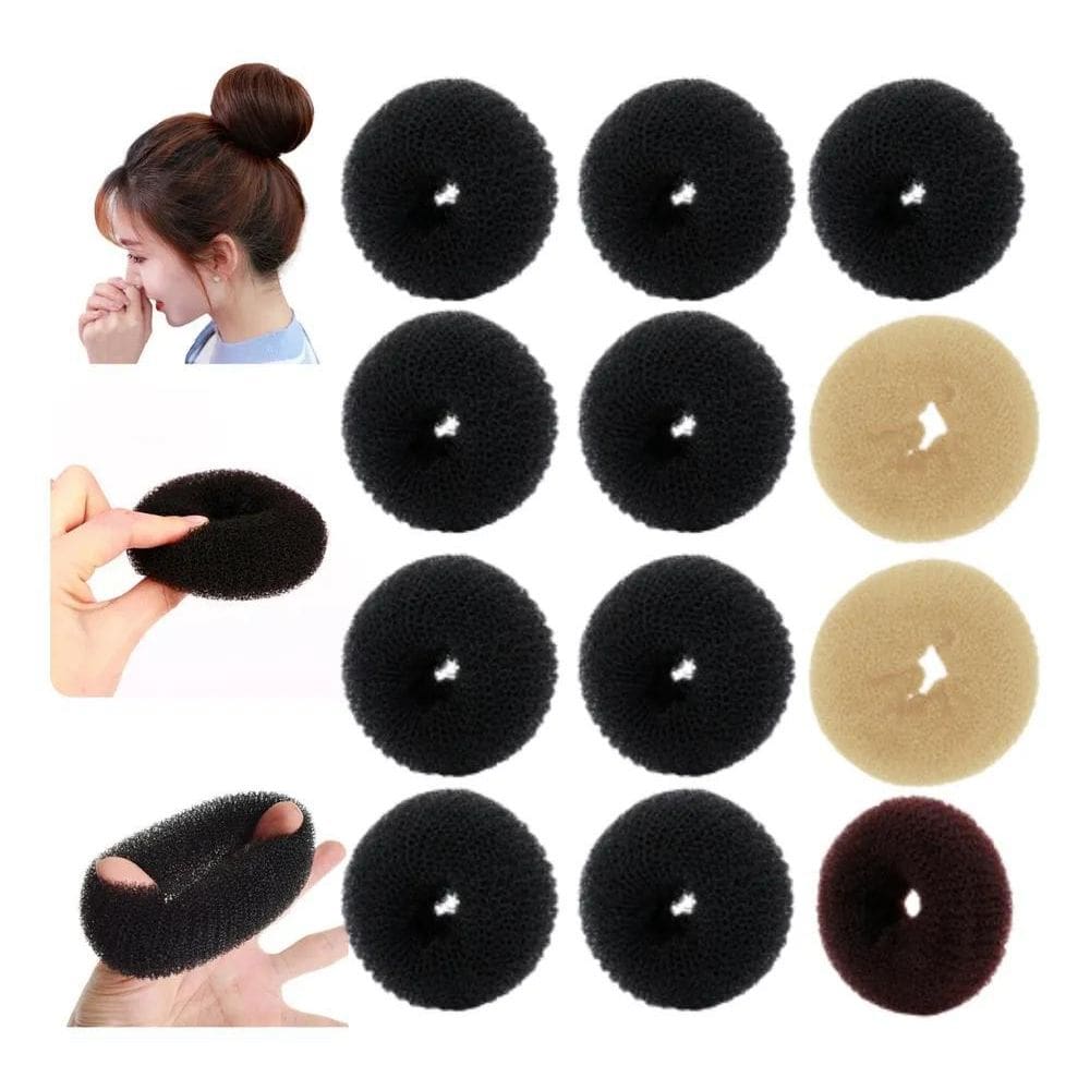 2X Kit 12 Un Rosquinha Esponja Coque Cabelo Enchimento Tam: