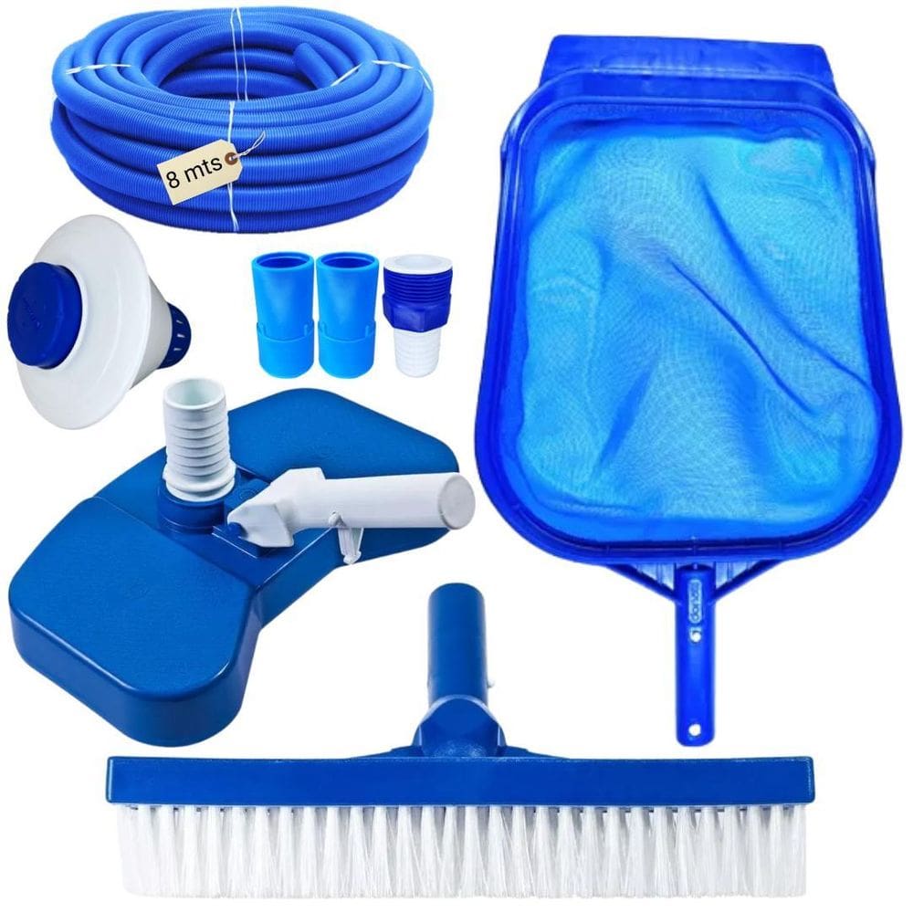 Kit Limpeza Para Piscinas Mangueira Ecológica 8Mt Clorador