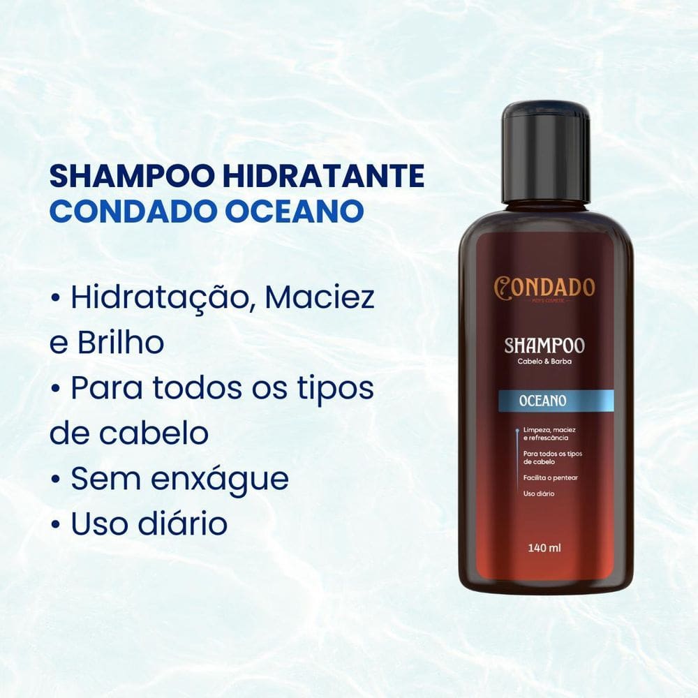 Shampoo Oceano Condado 140 Ml Masculino Barba Cabelo Bigode
