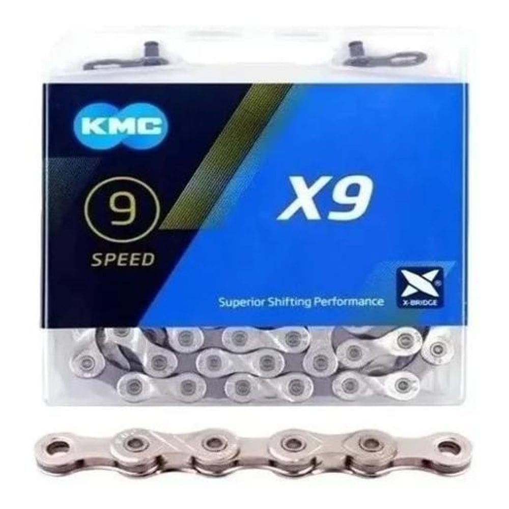 2X Corrente Bike Transmissão Kmc X9 9 Velocidades 116L Prata