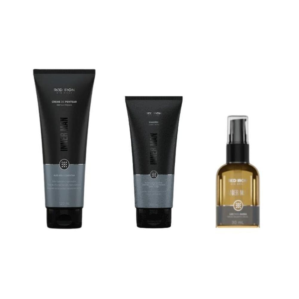 Red Iron Kit Inner Man Shampoo+Creme Pentear+Oleo De Barba