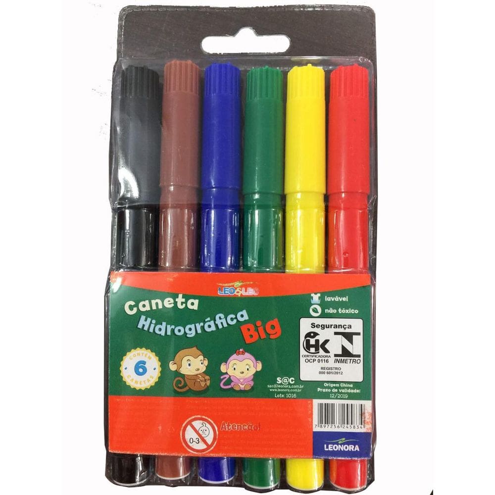 Caneta Hidrográfica Big Jumbo 6 Cores Leo E Leo