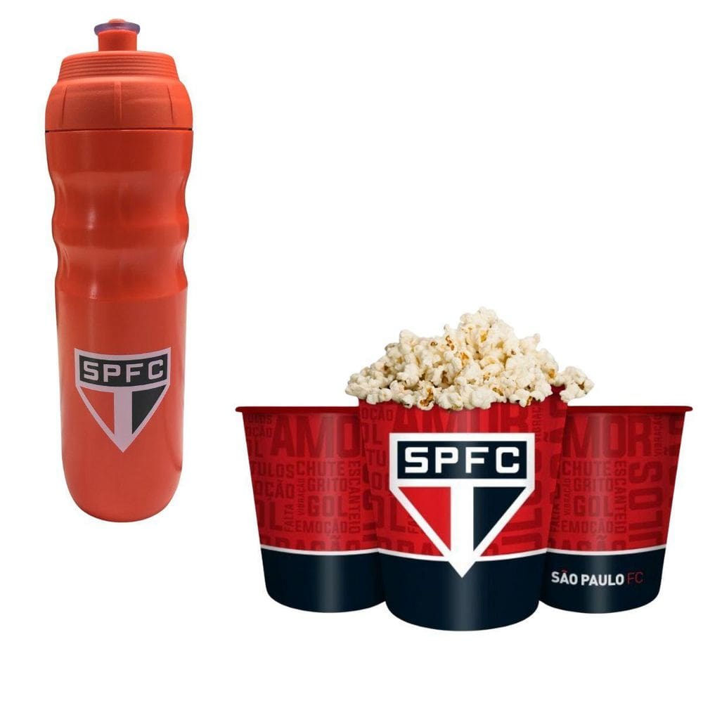 Kit 1Un Balde Pipoca Grande 2,5L + 1 Squeeze Garrafinha