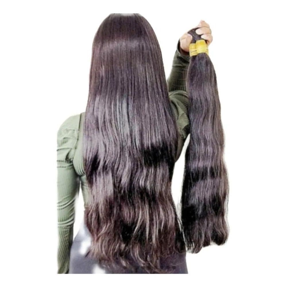 2X Aplique Cabelo Humano Natural 60Cm 100G Tecido Em Tela.