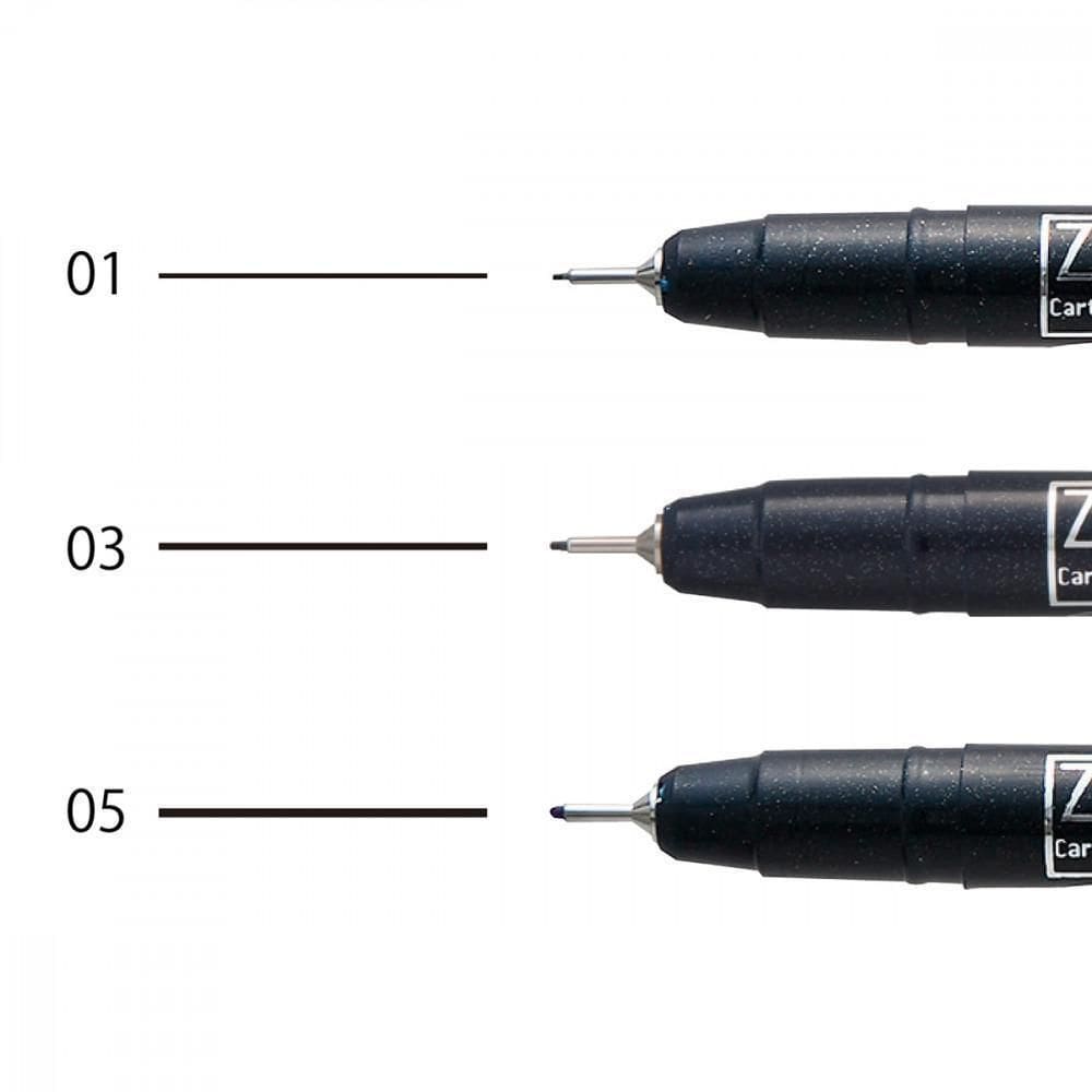 Caneta Nanquim Kuretake Mangaka 3 Pontas Diferentes Preta