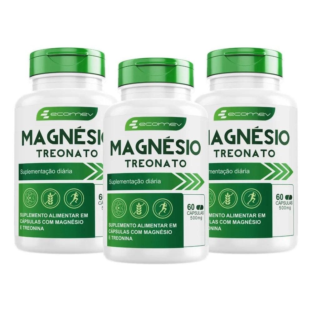 2X 3Un Magnésio Treonato 500Mg Formula Pura Com Laudo 180Cáp