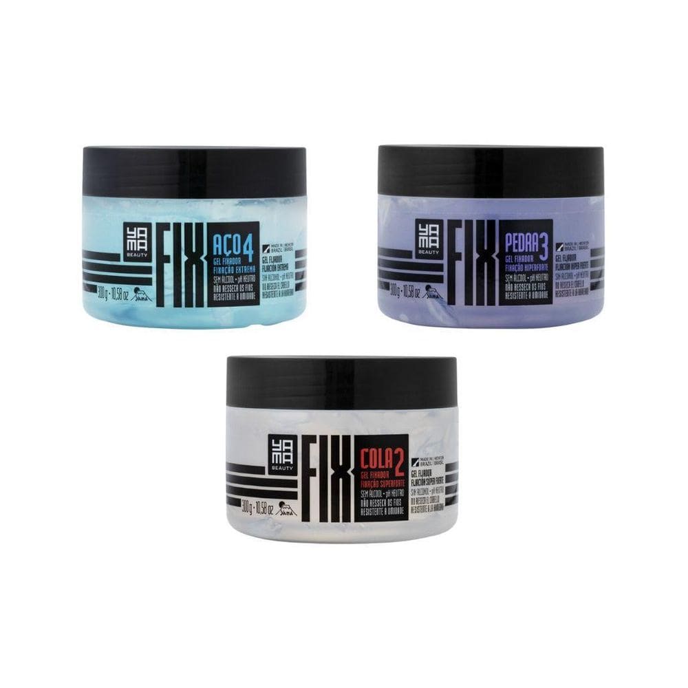 Kit Yama Fix Gel Fixador 300G - Versões Pedra + Cola + Aço