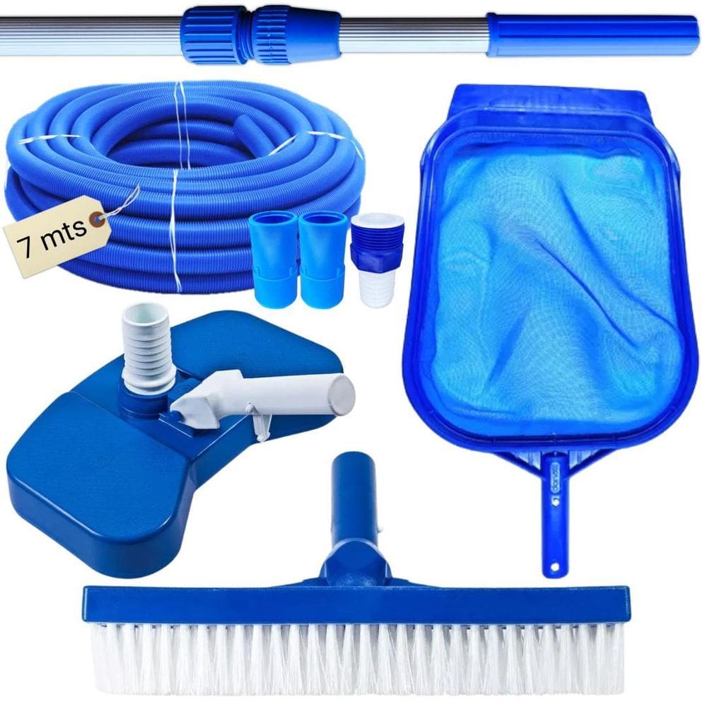Kit Limpeza Para Piscinas Mangueira Ecológica 7Mt Cabo 2 Mt