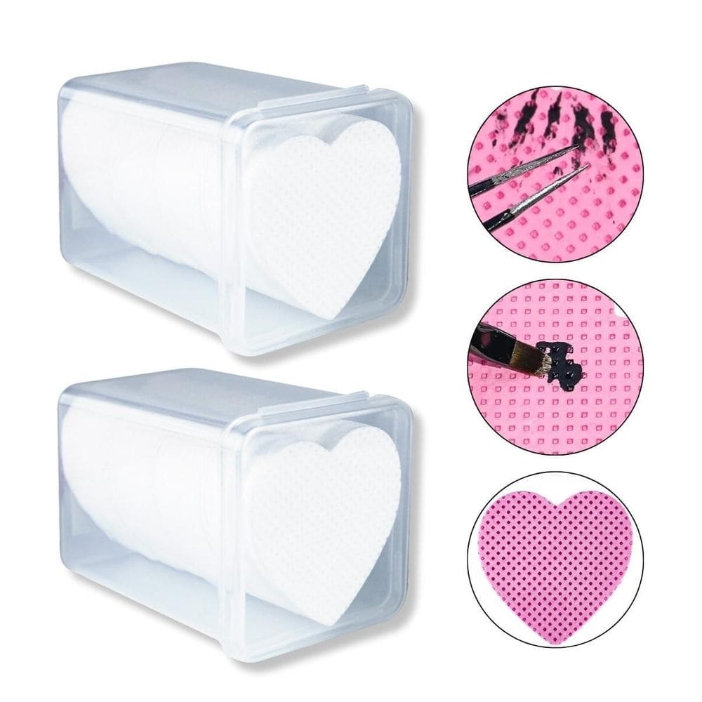 Kit 2 Potes Lenço Coração Limpeza Pincel Pinça Removedor