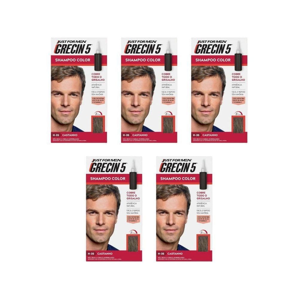 Grecin 5 Shampoo Tonalizante Castanho - Kit Com 5Un