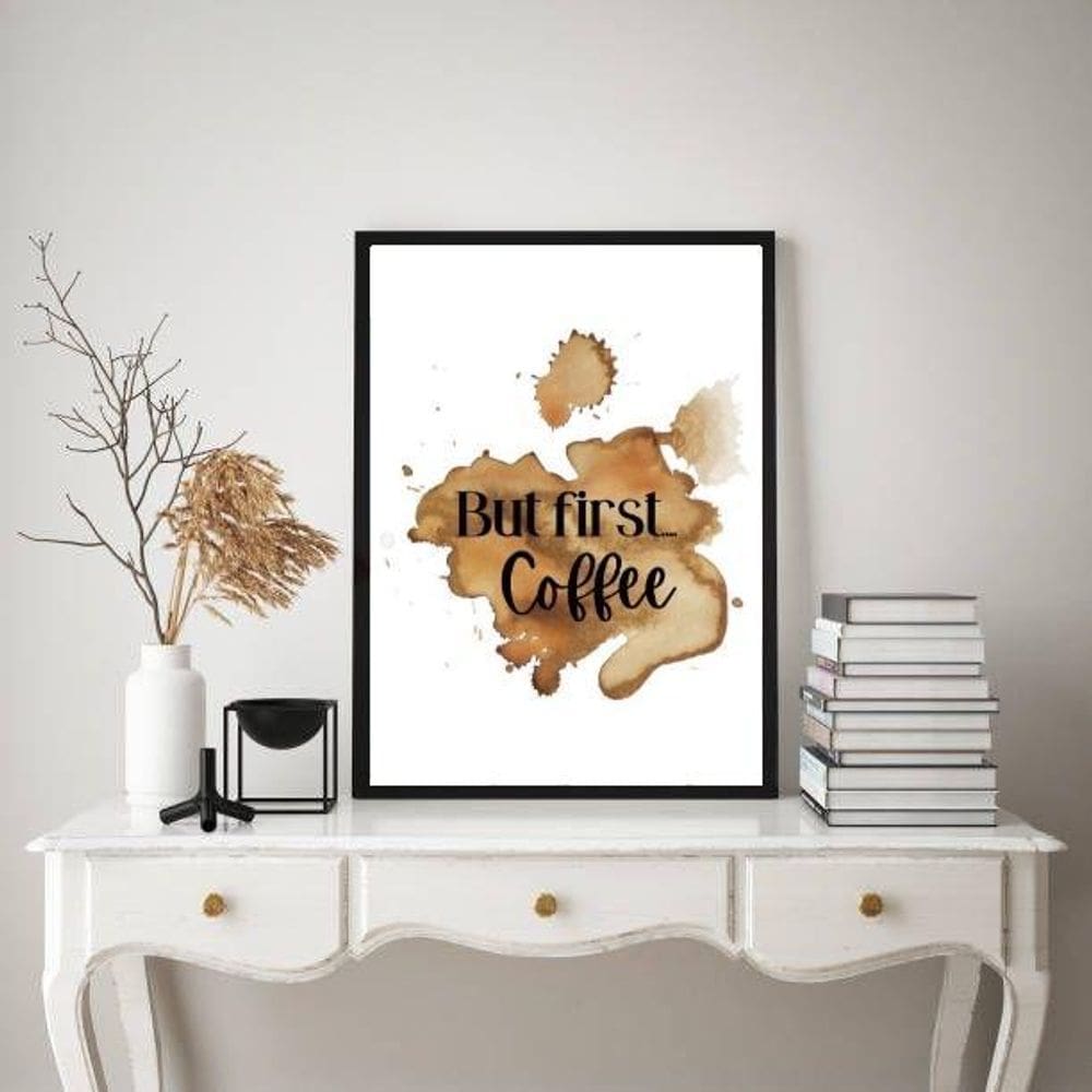 Quadro But First Coffee - Aquarela 33X24Cm