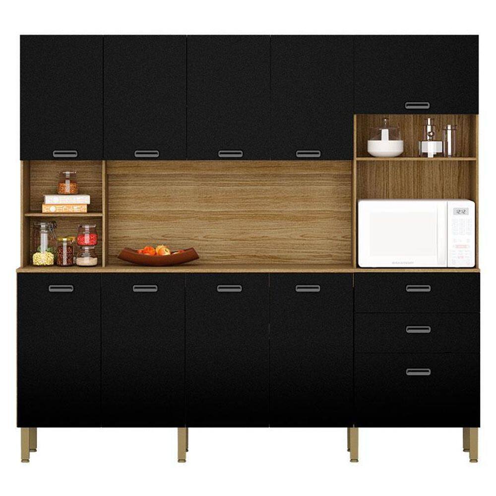 Cozinha Intense 10 Portas e 2 Gavetas Freijó Nero - Kits Paraná