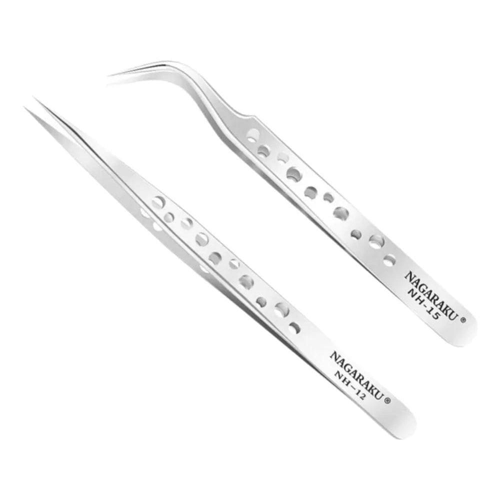 2X Kit Pinças Nagaraku Nh-12 E Nh-15 Para Alongamento De Cíl